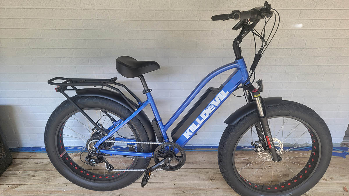 Blue Kill Devil E Bikes Fat Tire Cruiser